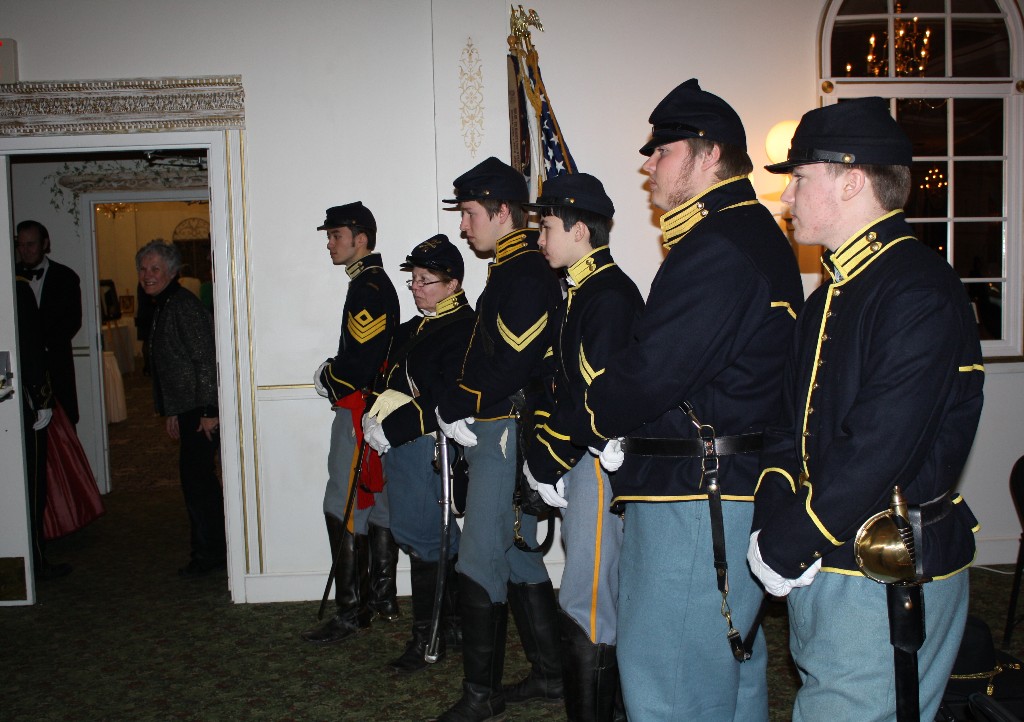 10th Color Guard waits for Mr. and Mrs. Lincoln to enter